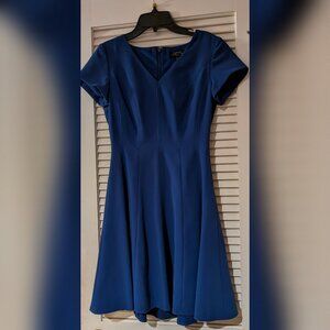 Tahari Arthur S. Levine Blue Fit and Flare Dress | Size 2 Petite